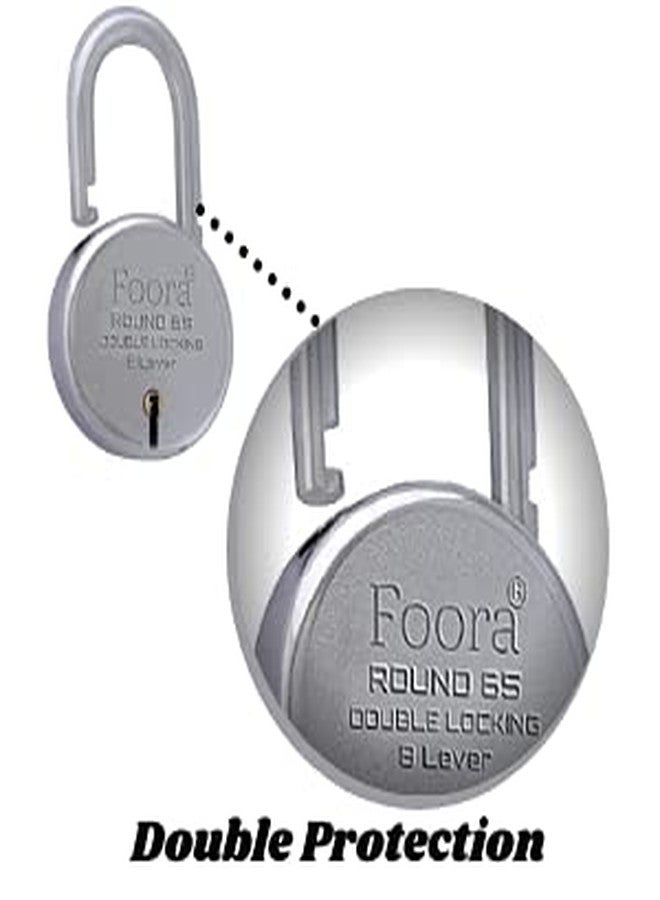 Foora Lock and Key Set - Door Lock for Home and Shop, Same Key for Multiple Locks, 2 Same Key Lock Set, Common Key Lock Set of 2, Silver Finish (Round 65mm) - Image 4